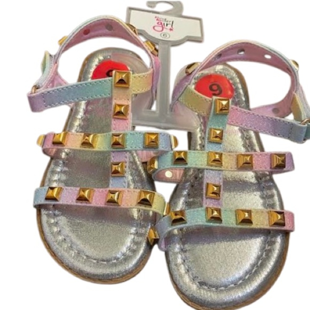 🌈 Baby Rainbow Studded Olivia Miller Girl Sandals - Picture 2 of 6